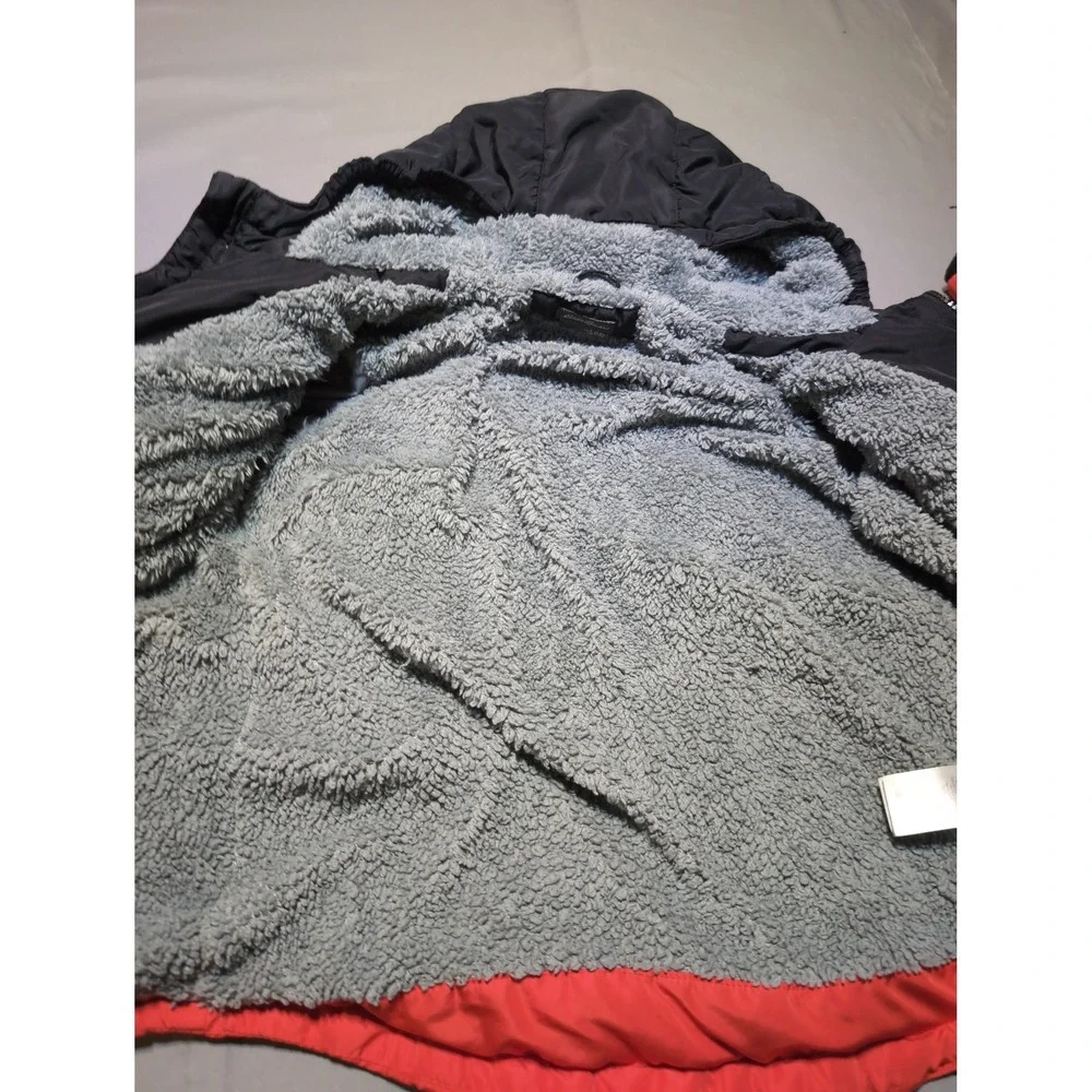 Eddie Bauer Kids Puffer Jacket L (14) Red Black Sherpa Lined‎ Hooded Coat